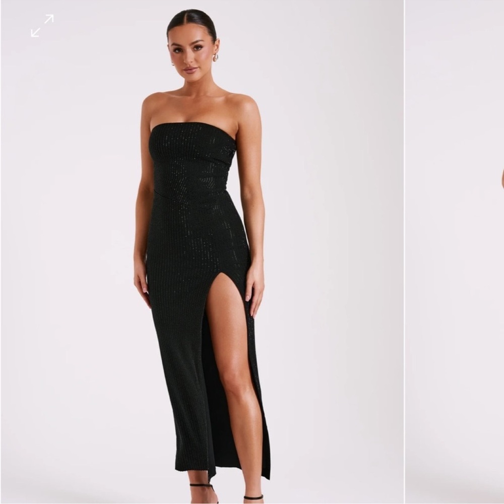 Meshki - Jenny Strapless Diamanté Midi Dress - XS - NEW WITH TAGS